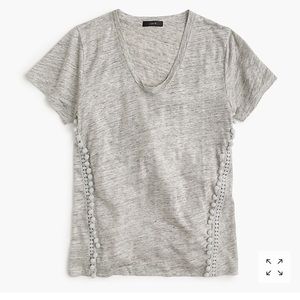 J.crew V-neck top with Pom Pom trim